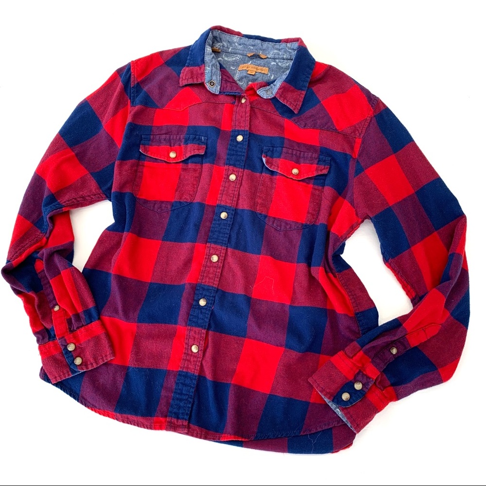 JACHS girlfriend plaid women’s flannel red blue